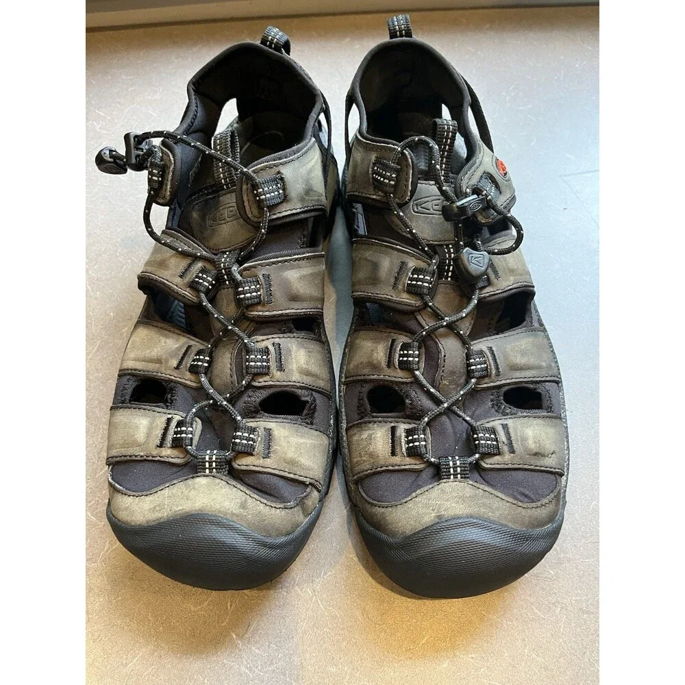 KEEN Targhee III Men’s 11.5 Grey Black Leather Hiking Sandals